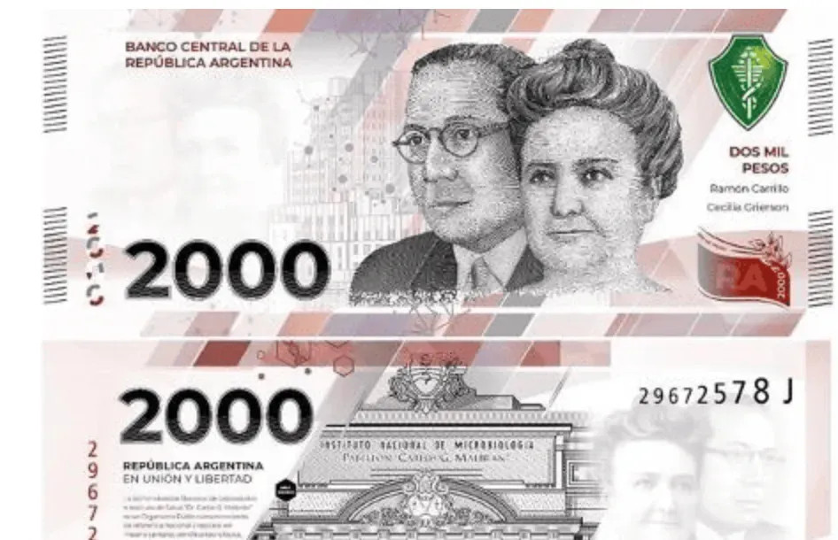 Argentinien hat einen neuen 2.000-Peso-Schein herausgegeben. 