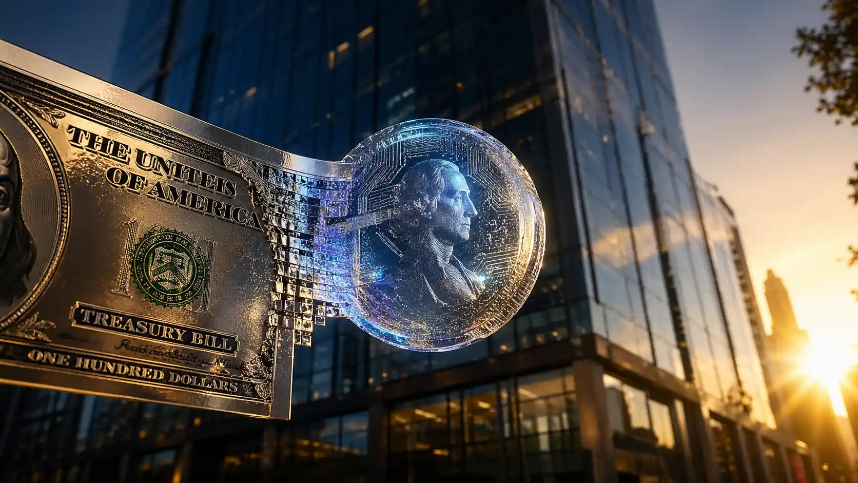 Morgan Stanley MNSXXロゴとステーブルコイン準備金管理のコンセプト図