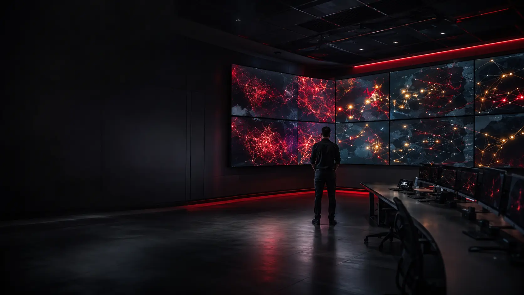 Sala de control futurista y solitaria