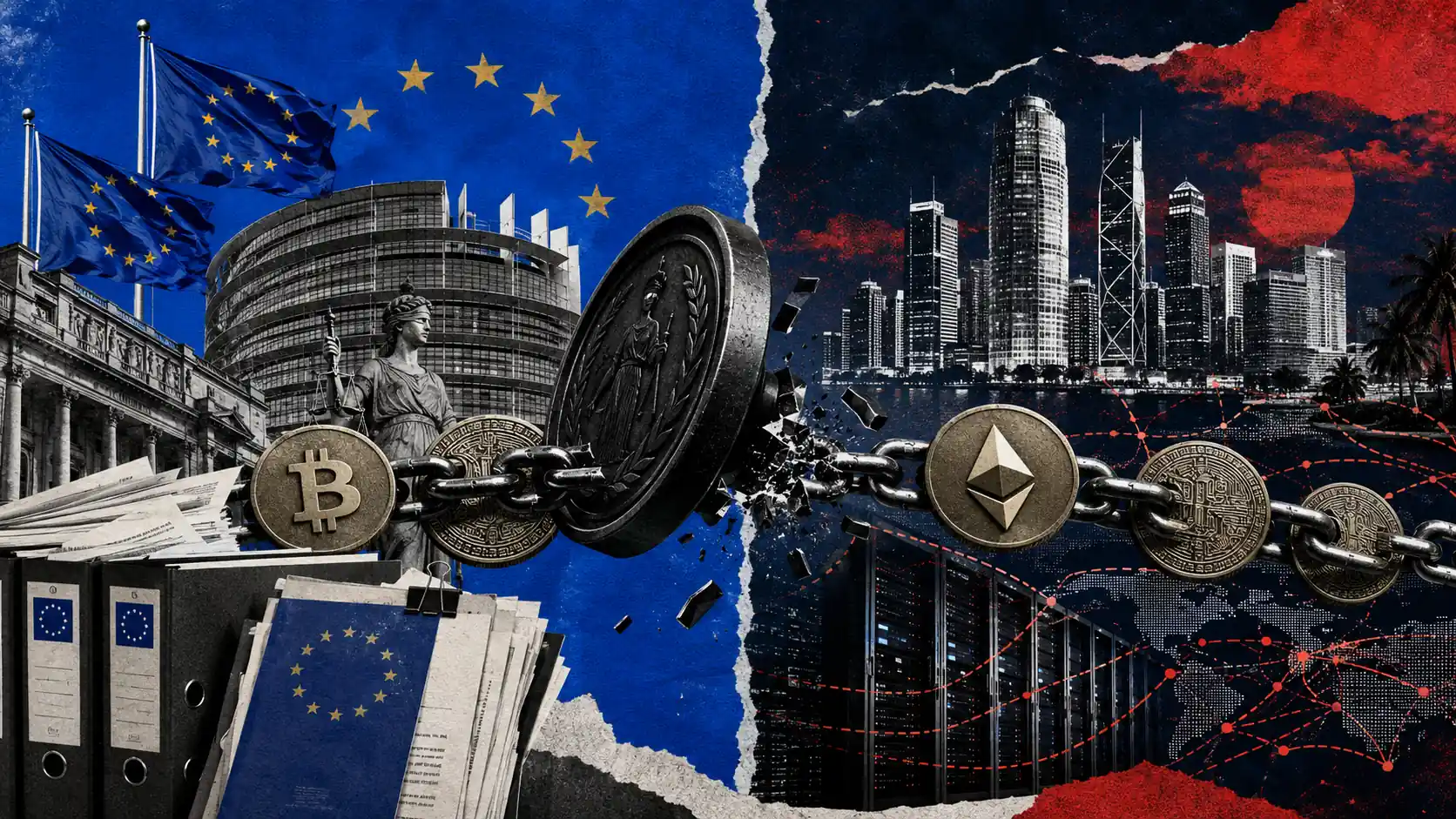 Barrera europea frente a red de criptomonedas y documentos de compliance