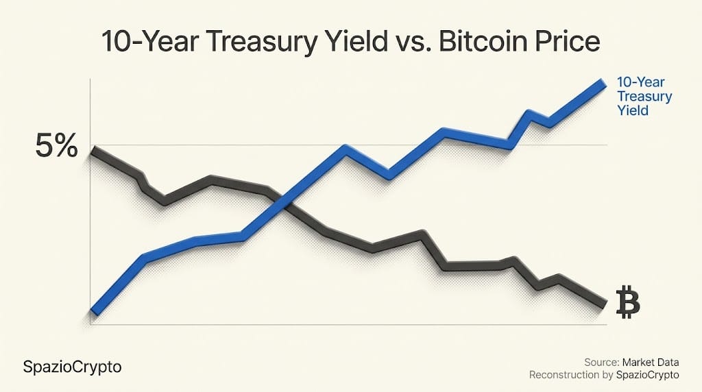10 years treasury yield vs Bitcoin Price