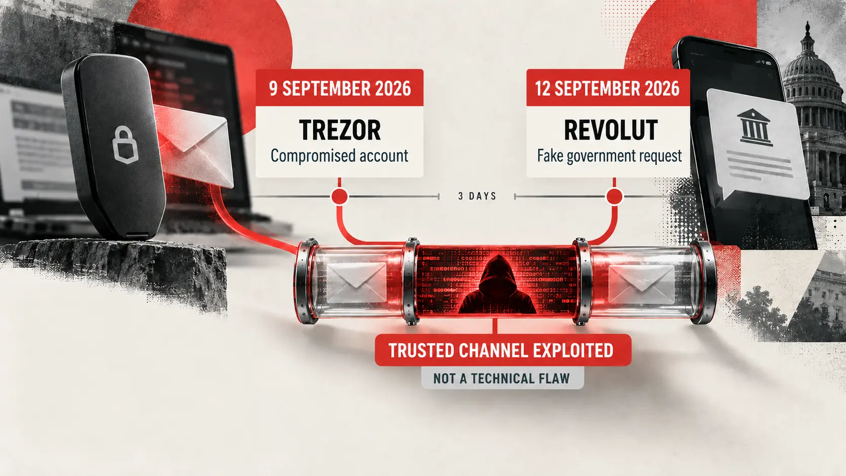 Línea de tiempo de los incidentes de Revolut y Trezor