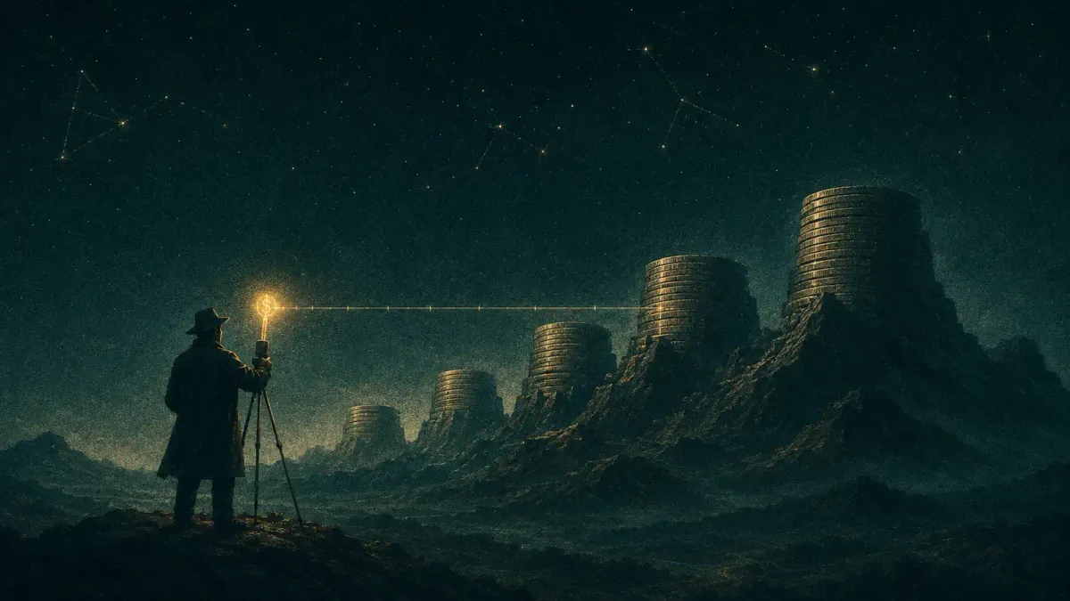 Due bilance 3D stilizzate a confronto: su una un solo grande gettone luminoso, sull'altra una montagna di piccoli gettoni, ed entrambe sono in perfetto equilibrio