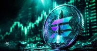 Un razzo stilizzato sopra un book di scambi luminoso, con un token dorato che ne replica l'azione su una rete blockchain