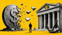Moneta stablecoin in dollari che si frammenta in registri separati davanti a una banca centrale neoclassica, rapporto BIS 2026