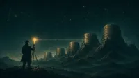 Due bilance 3D stilizzate a confronto: su una un solo grande gettone luminoso, sull'altra una montagna di piccoli gettoni, ed entrambe sono in perfetto equilibrio